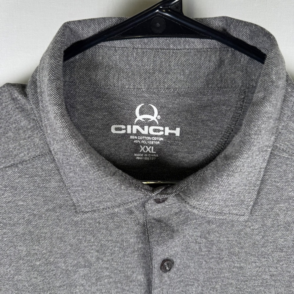 Cinch Polo Shirt Mens XXL Grey Arena Flex Short Sleeve Athleisure MTK1863016‎ - Picture 4 of 10
